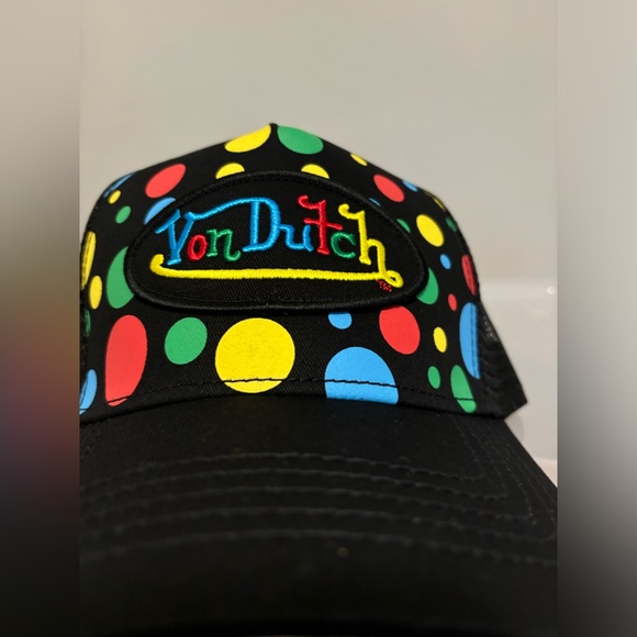 VON DUTCH BLACK POLKA DOT TRUCKER NWT - Picture 2 of 5